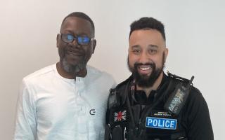 St Albans police officer Sgt Andrew Thomas and TBN's Dr G.