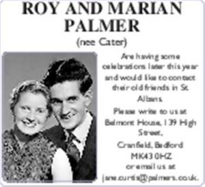 ROY AND MARIAN PALMER (nee Cater)