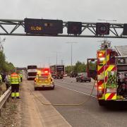 Emergency services were called to the suspected coach fire on a National Express bus on the M1 at Hemel Hempstead.