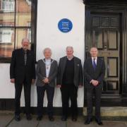 Tim Boatswain, Mayor Anthony Rowlands, Lawrence Worms and Jonathan Gillespie at the plaque installation