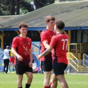 Ollie Seeby, Ben Weyman and Rhys Monaghan scored for Six Bells in the Intermediate Cup final. Picture: DNMED_IA