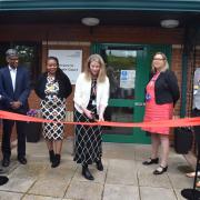 Karen Taylor, chief executive of the Hertfordshire Partnership University NHS Foundation Trust, cut the ribbon alongside colleagues from the NHS trust.