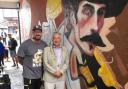 Artist Ant Steel and Mayor Cllr Anthony Rowlands at the mural