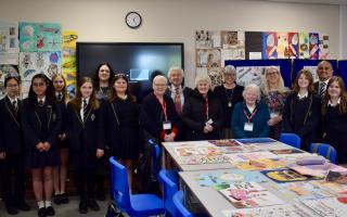 Three members of the long-running Hatfield Road Daycare group came to see the school art studios and meet with students who were producing artwork for the project