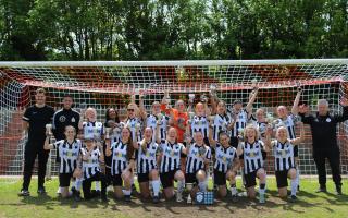Colney Heath ladies celebrate their league cup success. Picture: DONNA NG/DNMED_IA