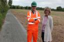 Cemex general manager Lewis Coxon and Frances Leonard at the newly resurfaced bridleway.