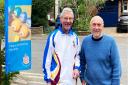 Harpenden Bowling Club's Doug Rodger (left) greets another visitor at their come and try it day.