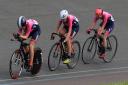 Carys Lloyd, Anna Lloyd and Verulam Reallymoving's Beth Watson in the team pursuit at Herne Hill.