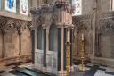 The restored Shrine of St Amphibalus at St Albans Cathedral.