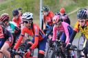 Beth Watson of Verulam Reallymoving (pink jersey) at the Deux Jours de Cyclopark event.