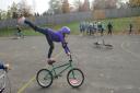 BMX champion Mike Mullen visited The Lea Primary School in Harpenden. Picture: The Lea Primary School