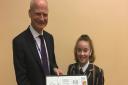 Ch Exec of AECOM, David Barwell and Loreto College pupil Orla Connelly, who won the Imagineers Competition for her water solution. Picture: Submitted by AECOM