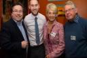 Hefin Rees (SoA Patron), Wendy Howson (SoA Trustee), Andrew Mayo (SoA Chairman) alongside Cllr Harry Gilham, town council rep for SoA