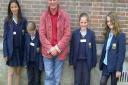 Author Michael Morpurgo with STAGS pupils at a creative writing masterclass