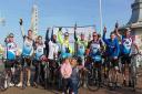 Cyclists taking part in the Mega Tri for Lola