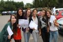 A group of girls from Marlborough Achool proudly clutch their GCSE results