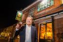 The Sky Sports star acted as quizmaster as the pub raised £1,000 for charity.