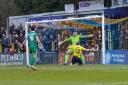 Mitchell Weiss equalises for St Albans City against Yeovil Town. Picture: JIM STANDEN