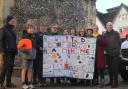 Daisy Cooper MP and the St Albans District Friends of the Earth quilt.