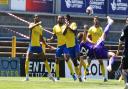 Danny Rose of Stevenage tries a over head kick in the pre-season friendly at St Albans City.