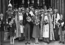 The Duke of Edinburgh and Queen Elizabeth II at St Albans Cathedral in 1957.