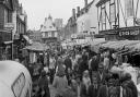 A busy market day in St Albans in 1972.