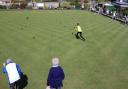 Councillor Annie Brewster bowls on Townsend Bowls Club's official opening day.