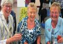 Brenda Hillier (centre) with Jean Eaton (left) and Hilary Ratcliffe OBE (right) at St Albans Soroptomists Club.