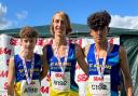 Josh Hirst, Luke Carlin and Oscar Nagalingam of St Albans Athletics Club with their silver medals. Picture: ST ALBANS AC
