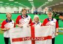 Pauline Taylor (left) of Harpenden with her England team-mates. Picture: HARPENDEN BC