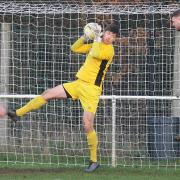 Connor Sansom saved a penalty in the shootout win over London Colney in the Dave Brock Cup.