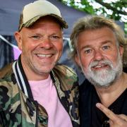 Tom Kerridge and Si King from the Hairy Bikers at Pub in the Park's Saturday afternoon session in St Albans.