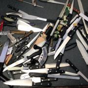 Some of the knives handed in across Hertfordshire during a previous amnesty. Herts police are not releasing images from the current initiative.