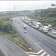 Delays on the M25 near junction 21 (M1, St Albans)