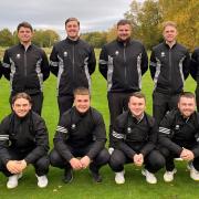 Harpenden's Jack Bigham (front, third from left) and the rest of England's 2022 senior squad.