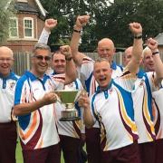 Harpenden's winning squad was Roy Polley, Brian Moores, John Osborn, Kevin Brazier, Neil Sharp, Tony Redford, Simon Burgess, John Williams, David Brooks and Woodie Donnaghue (not pictured).