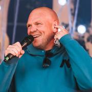 Tom Kerridge on stage at Pub in the Park.