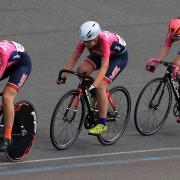 Carys Lloyd, Anna Lloyd and Verulam Reallymoving's Beth Watson in the team pursuit at Herne Hill.