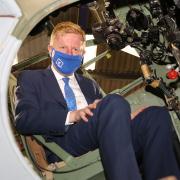 Culture Secretary and Hertsmere MP Oliver Dowden in the pilot’s seat of the DH Mosquito at the de Havilland Aircraft Museum.