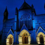 St Albans Cathedral was lit up in NHS blue last year in support of staff on the front line of the COVID-19 pandemic.