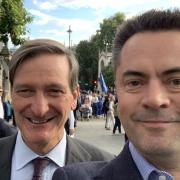 Richard Scott (R) poses for a picture with one of his political idols, former MP Dominic Grieve (L).