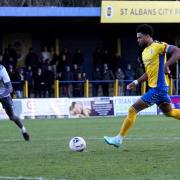 Shaun Jeffers scored from the penalty spot for St Albans City. Picture: JIM STANDEN