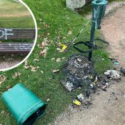 Lighter fluid and fireworks were reportedly used to set a bin on fire.