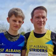 Adam Healey of St Albans Athletics Club with dad Martin of St Albans Striders. Picture: ST ALBANS STRIDERS