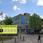Watford General Hospital's ward kitchens received a food hygiene rating of 1/5