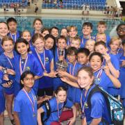 St Albans District Primary Schools' team with the Rose Bowl trophy. Picture: ST ALBANS DISTRICT SWIMMING