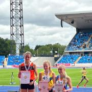 Phoebe Gill (left) won the English Schools' Championship. Picture: ST ALBANS AC