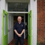 From homelessness to VIP screening – companion Chris outside Emmaus Hertfordshire.