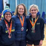 St Albans Striders with their medals from the Buntingford 10k. Picture: FLEUR HARVEY