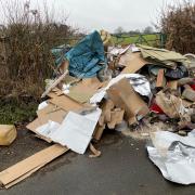 The rubbish left during the illegal dump on Coleman Green Lane.